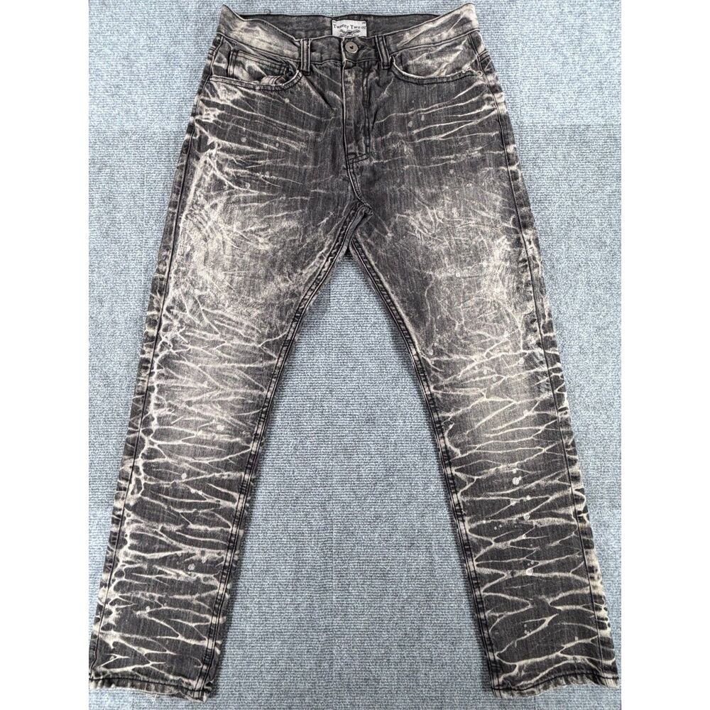 Twenty Two Oz 22oz Black Gray Bleach Pattern Denim Jeans 32/32